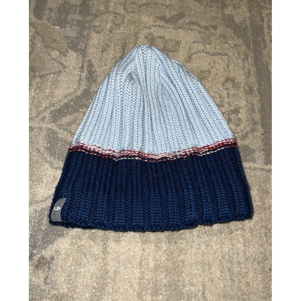 Icebreaker Beanie Hat Merino Wool Blend One Size Blue Stripe‎ Mens /  Women's